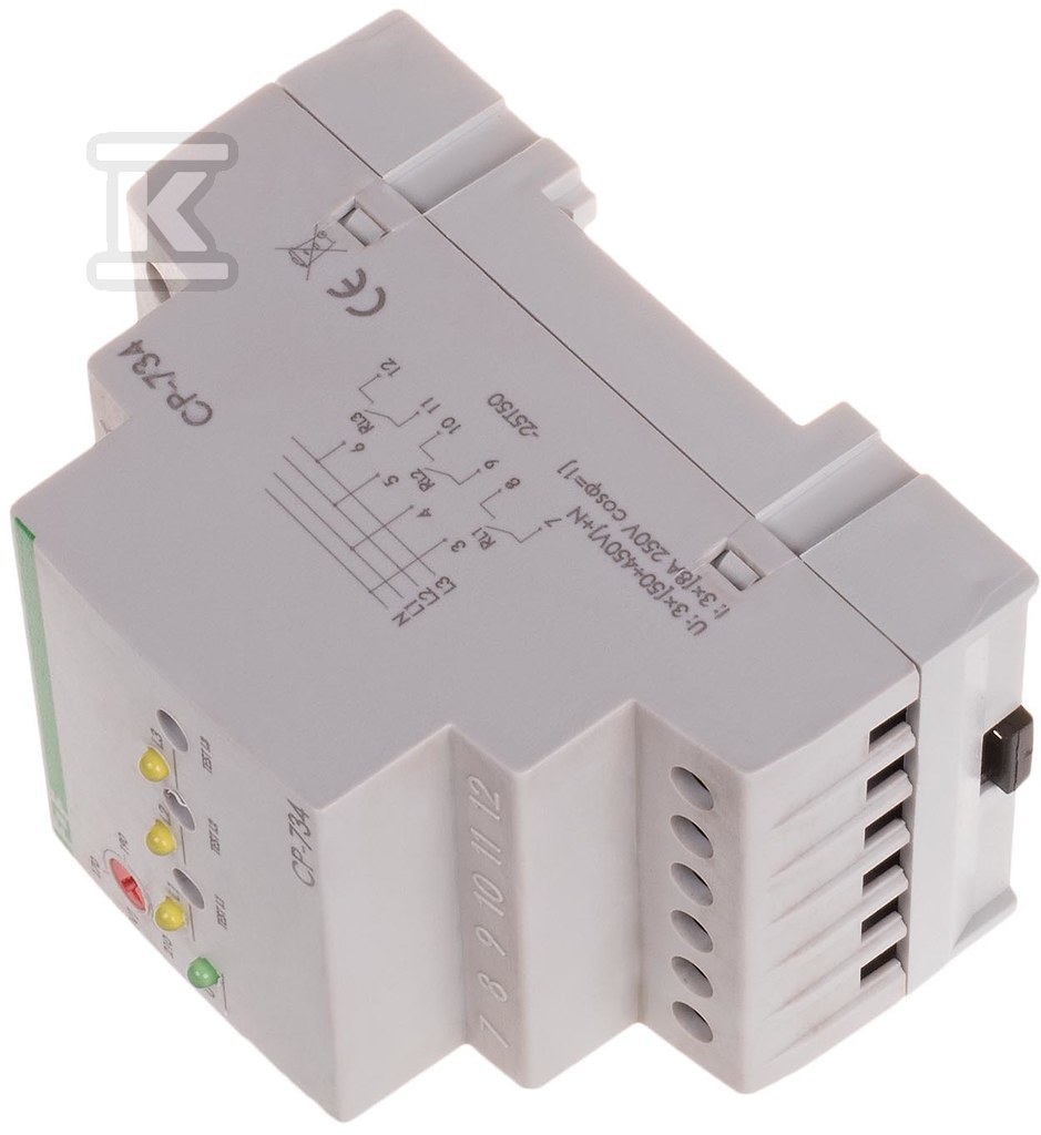 Przekaźnik napięciowy CP-734 trójfazowy, Un=3x(50÷450)V+N, styk 3×1Z - obrazek 3