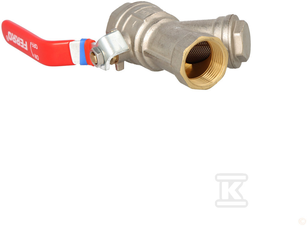 Zawór kulowy nakrętno-nakrętny z dźwignią, z filtrem, 1 cal, F-Power KFPZF3 - obrazek 2
