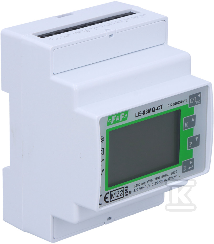 Licznik energii elektrycznej LE03MQ - trójfazowy, dwukierunkowy pośredni, półpośredni Modbus RTU,100(5)A. MID LE-03MQ-CT - obrazek 2