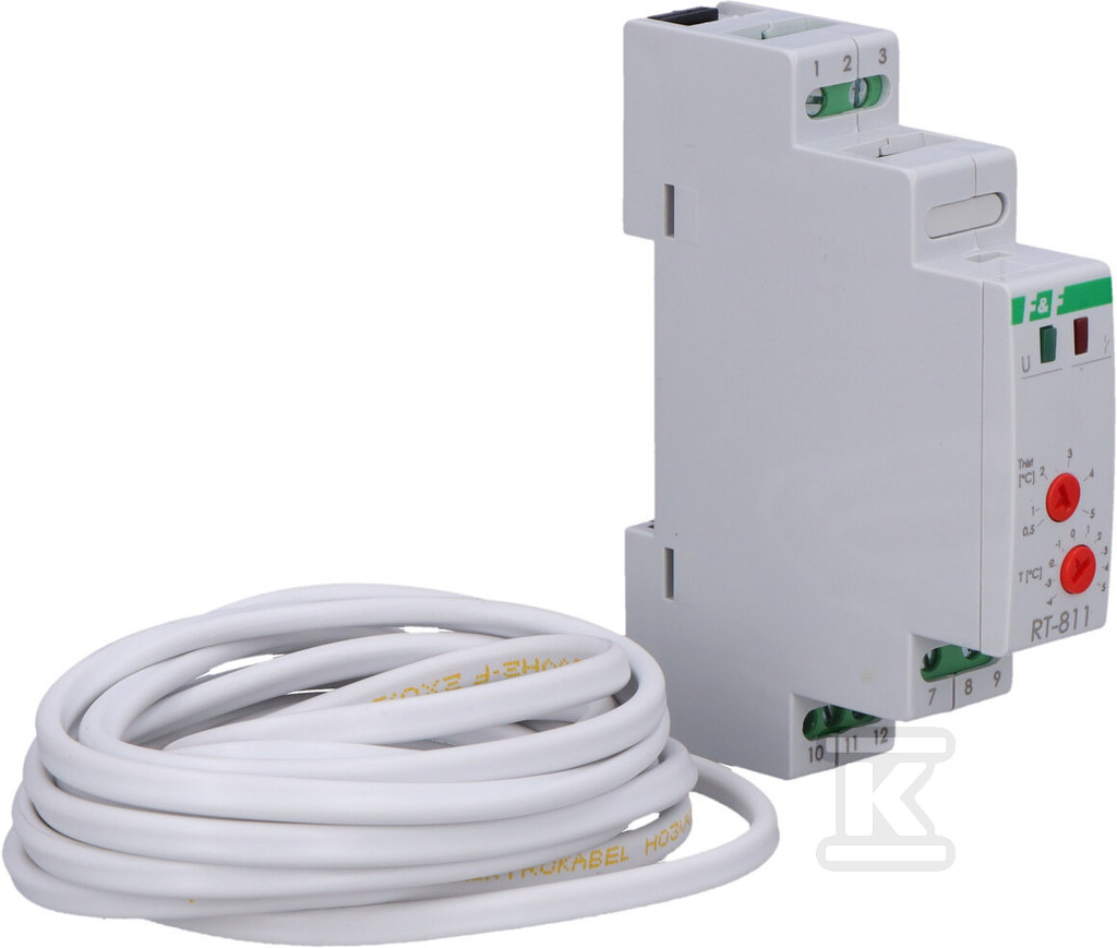 Regulator temperatury w zakresie od -4 do +5 st.C, I=16A, 1moduł RT-811 - obrazek 1
