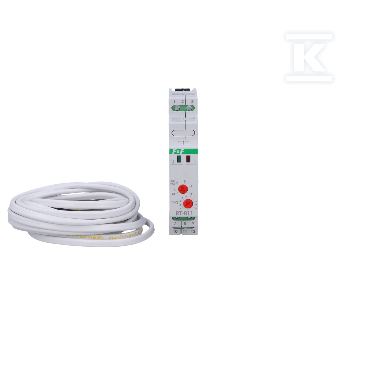 Regulator temperatury w zakresie od -4 do +5 st.C, I=16A, 1moduł RT-811 - obrazek 2