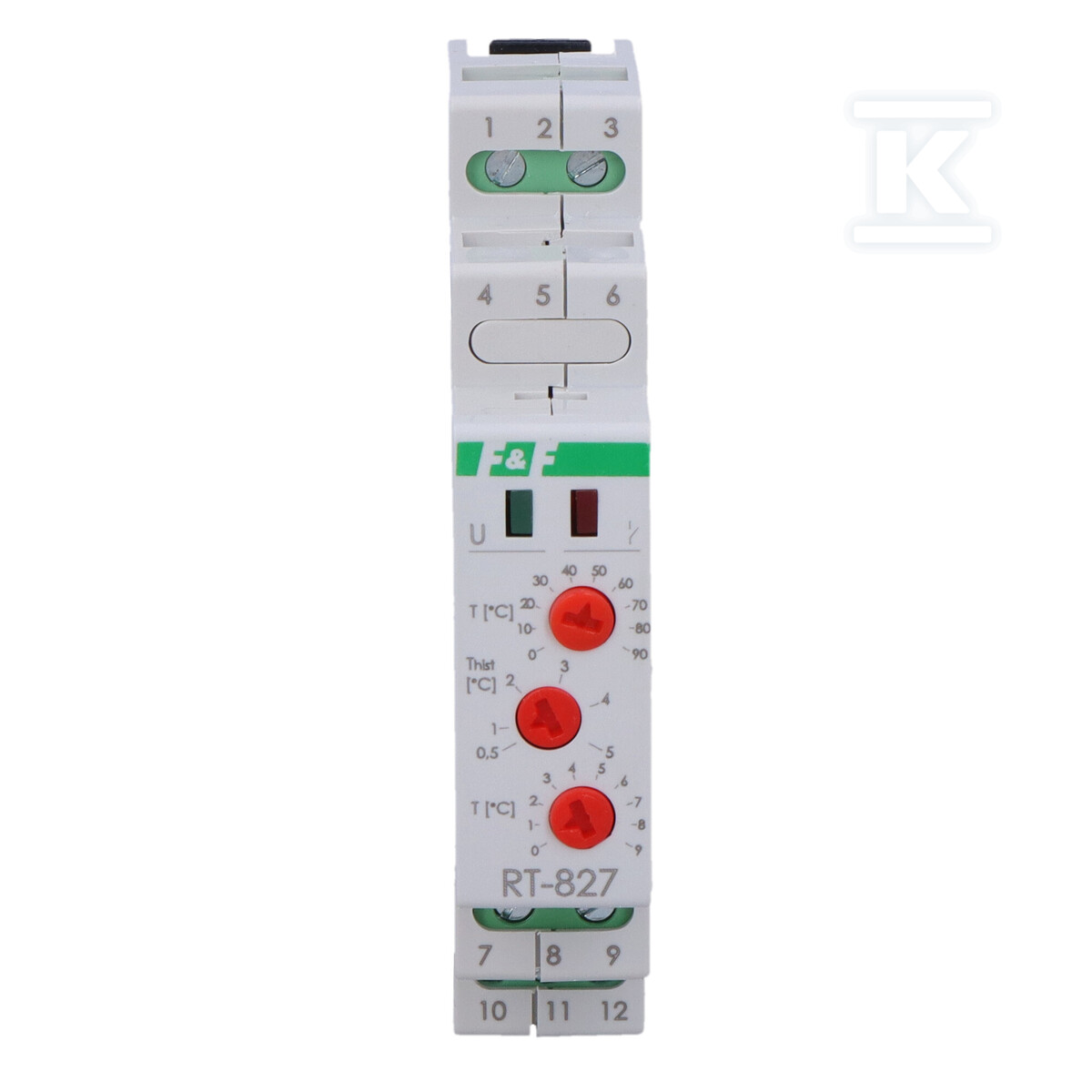 Regulator temperaturyw zakresie od 0 do 99st.C, I=16A, 1moduł RT-827 - obrazek 2