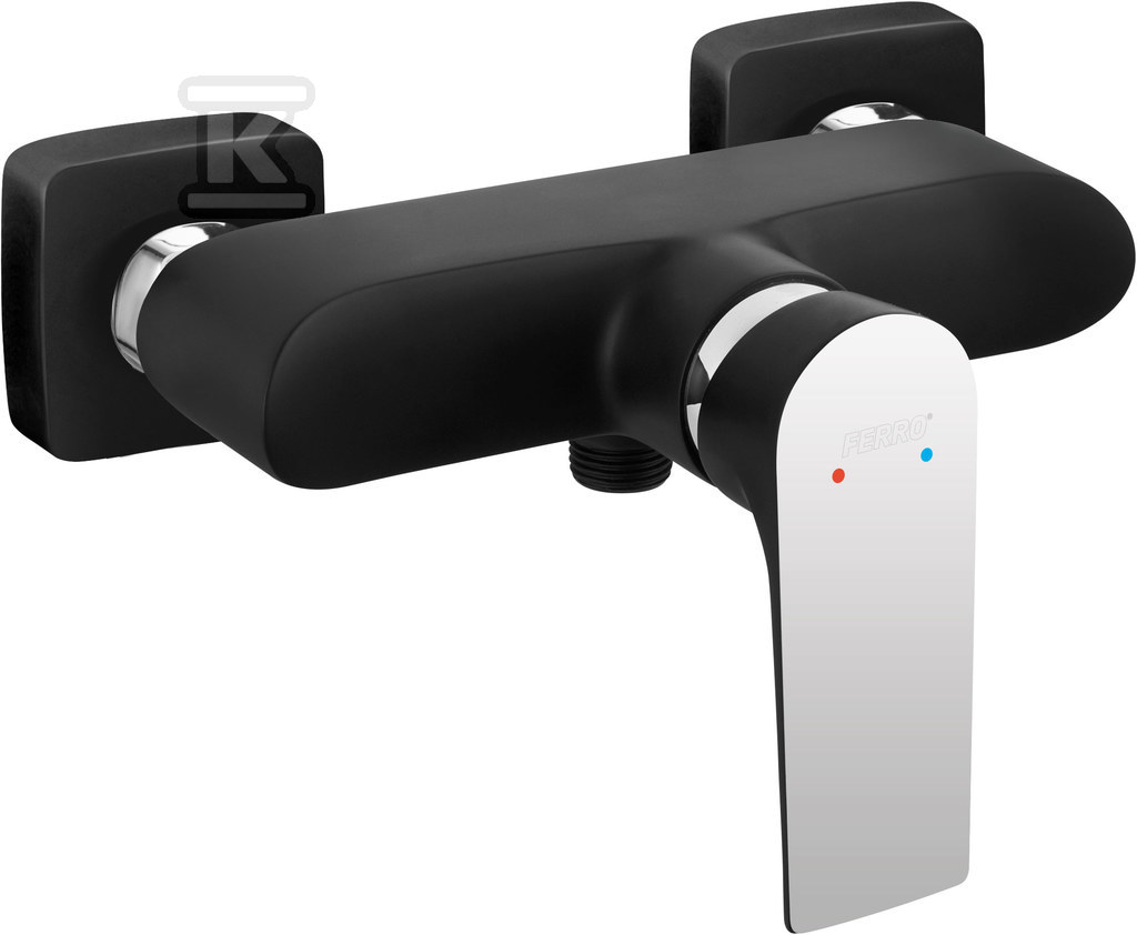 Bateria prysznicowa Algeo Square Black / Chrome ścienna, czarny / chrom BAQ7BLC - obrazek 1