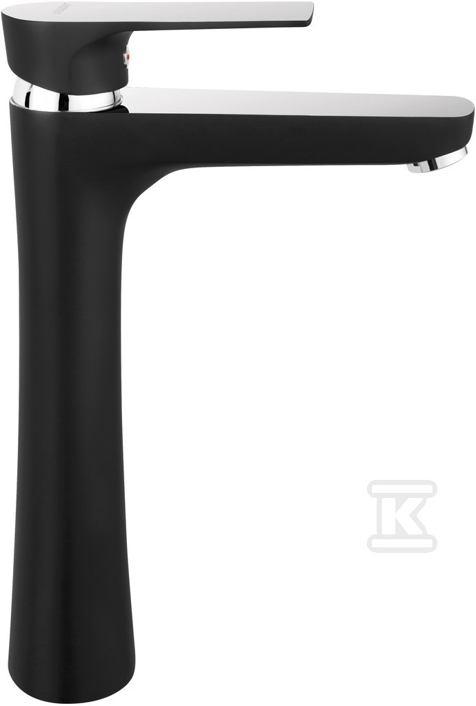 Bateria umywalkowa Algeo Square Black / Chrome stojąca nablatowa, czarny / chrom BAQ2LBLC - obrazek 1