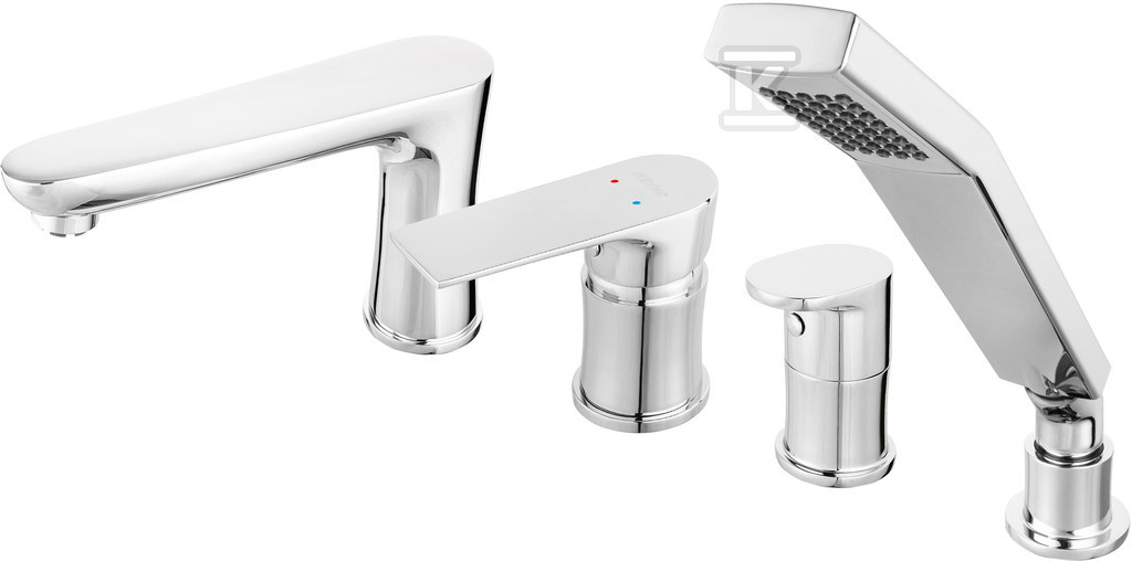 Bateria wannowa Algeo Square stojąca, 4-otworowa, chrom BAQ11A - obrazek 1