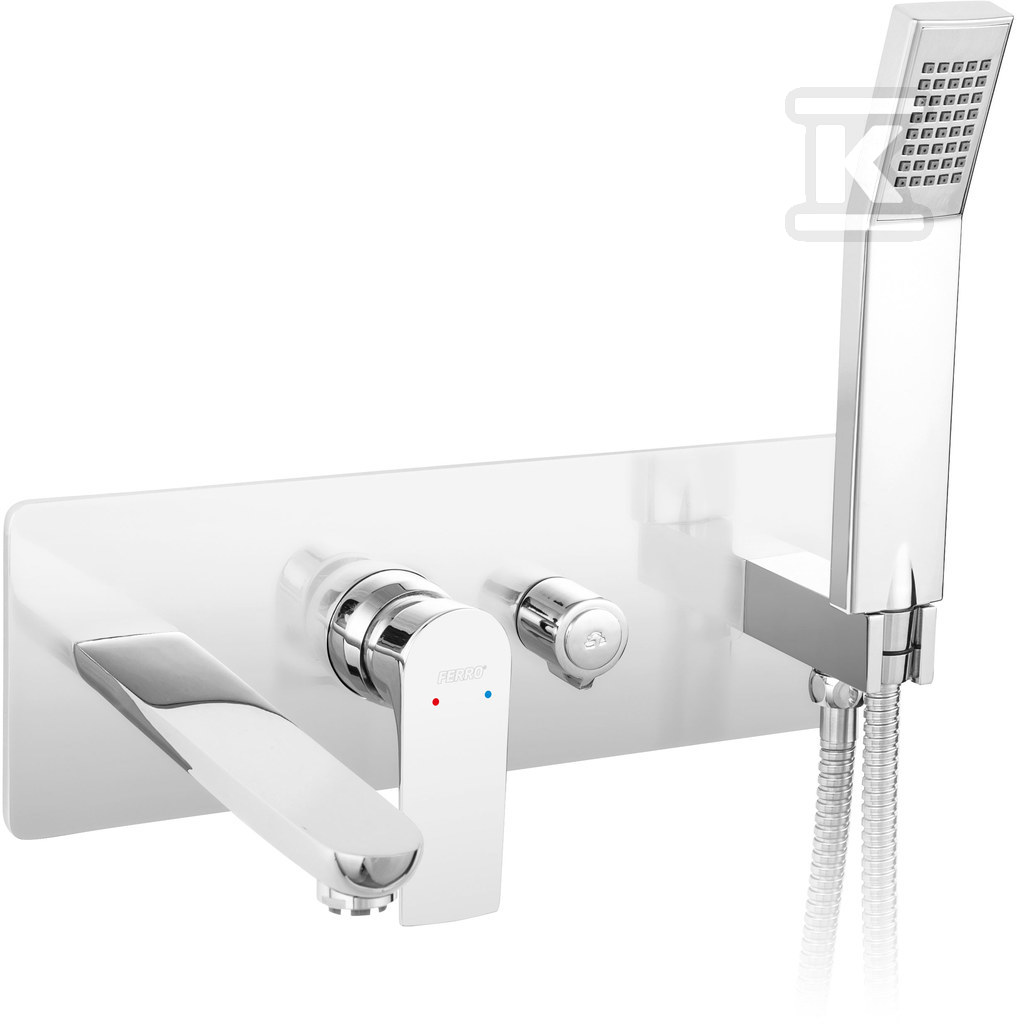Bateria wannowa Algeo Square podtynkowa ścienna, chrom BAQ11P - obrazek 1
