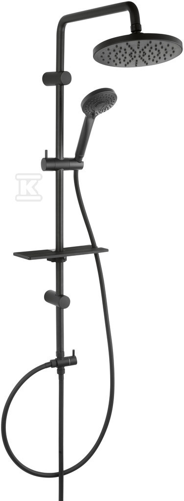 Zestaw prysznicowy Rondo Lux Black z deszczownią, czarny NP23-BL - obrazek 1