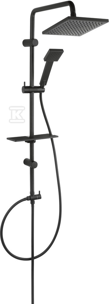 Zestaw prysznicowy Squerto Lux Black z deszczownią, czarny NP24-BL - obrazek 1