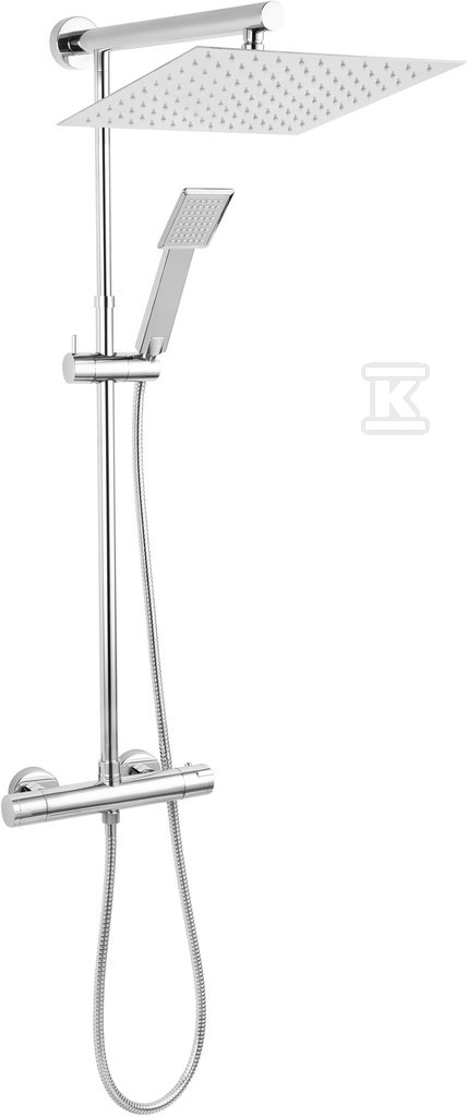 Zestaw prysznicowy przesuwny 1 strumieniowy Trevi Square z baterią termostatyczną chrom NP75SQ-TRV7U - obrazek 1