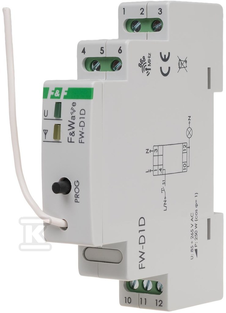 Radiowy ściemniacz uniwersalny 230V - montaż DIN 85÷265V AC/DC FW-D1D - obrazek 2