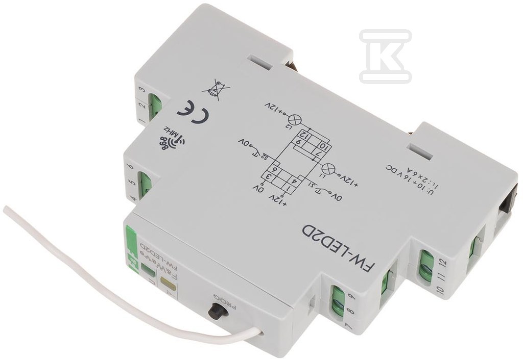 Radiowy dwukanałowy sterownik LED 12V - montaż DIN 10÷16V DC FW-LED2D - obrazek 3