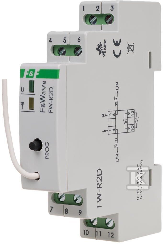 Radiowy podwójny przekaźnik bistabilny - montaż DIN85÷265V AC/DC FW-R2D - obrazek 3