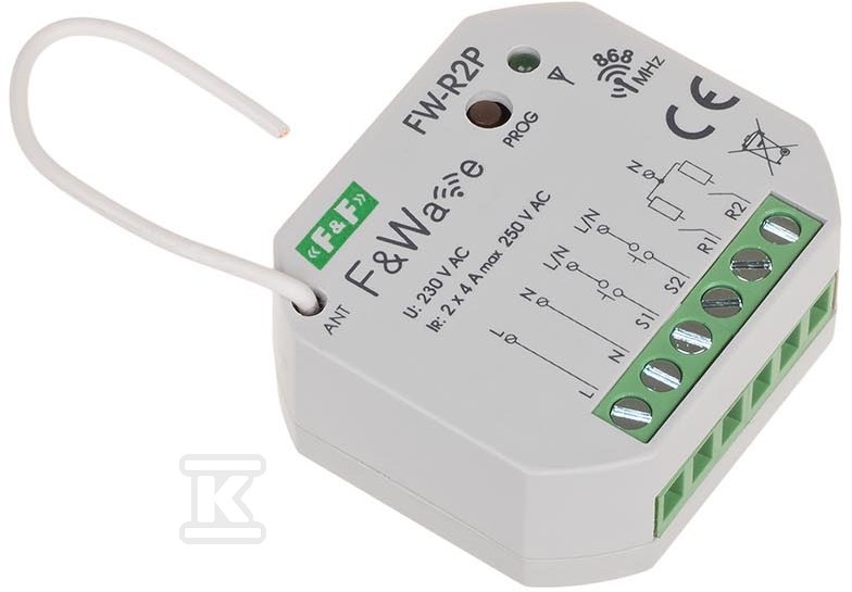 Radiowy podwójny przekaźnik bistabilny - montaż PDT 85÷265V AC/DC FW-R2P - obrazek 3
