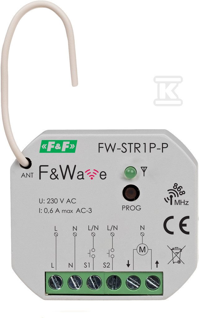 Radiowy sterownik rolet 230V, do montażu podtynkowego, do puszki 60 85÷265V AC/DC, multifunkcyjny FW-STR1P-P - obrazek 1