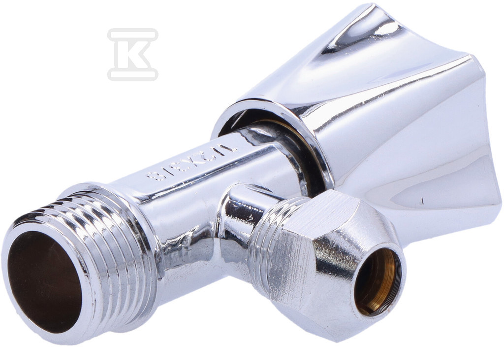 Zawór grzybkowy kątowy 1/2"x3/8" ze złączką do rury miedzianej O 10mm Z240 - obrazek 2