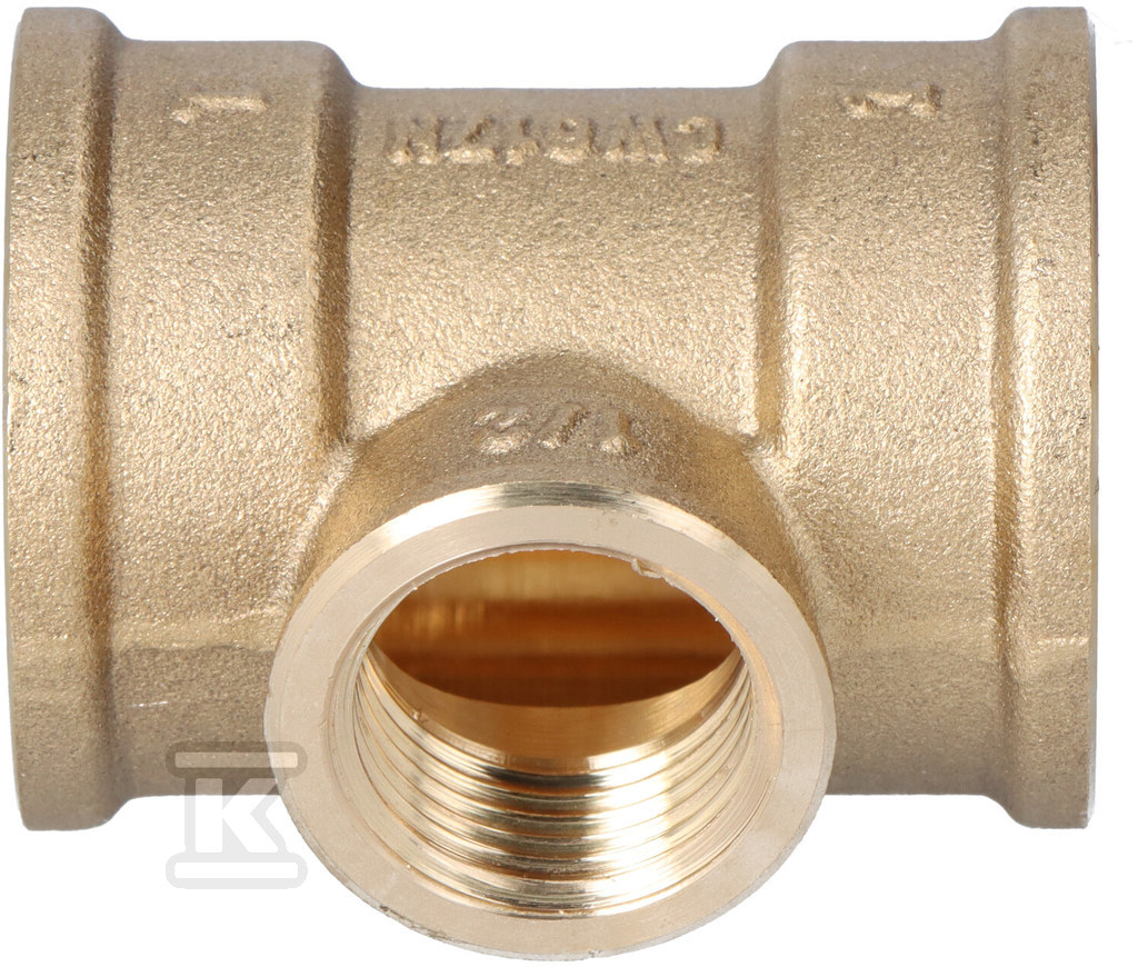Trójnik redukcyjny mosiężny 1"x1/2"x1" żółty T09Z - obrazek 3