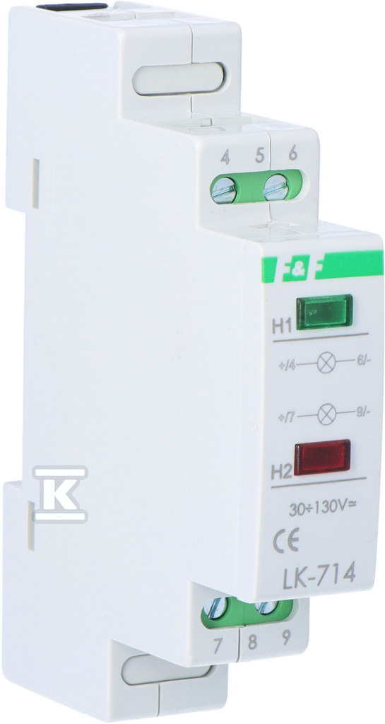Lampka sygnalizacyjna zasilania-dustanowa LK-714 30÷130V Lampka kontrolna zasilania 2XLED (czerwona zielona) Un=30÷110V AC/DC LK-714-30-130V - obrazek 2