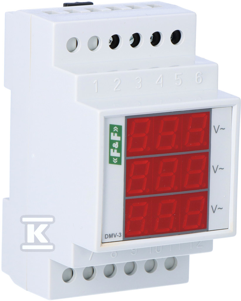 Cyfrowy wskaźnik napięcia DMV-3, trójfazowy, zakres wskazań 100÷300V, 3 moduły - obrazek 2