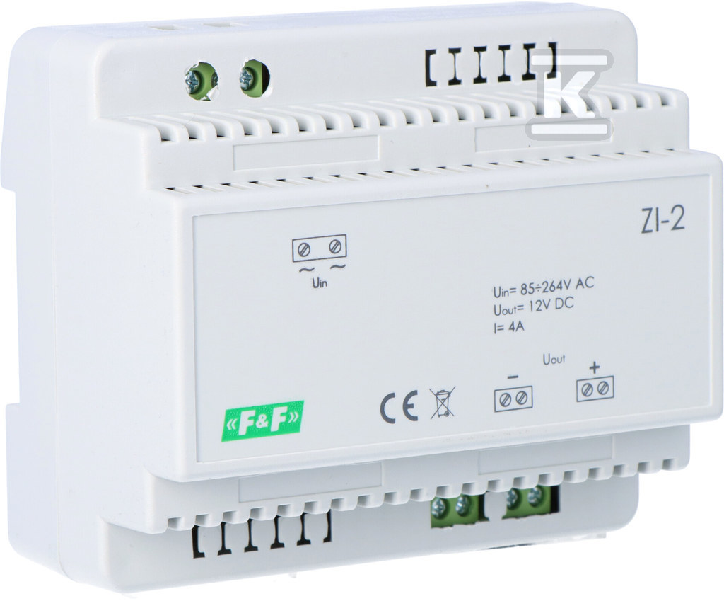 Zasilacz impulsowy ZI-2, napięcie wejściowe 85-264V AC, napięcie wyjściowe 5, 12, 15, 18, 24, 48 V DC, P=50W, 6 modułów - obrazek 2