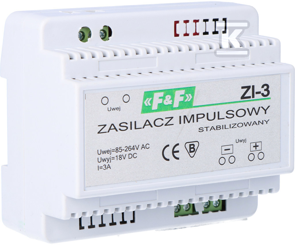 Zasilacz impulsowy ZI-3, napięcie wejściowe 85-264V AC, napięcie wyjściowe 5, 12, 15, 18, 24, 48 V DC, P=50W, 6 modułów - obrazek 2