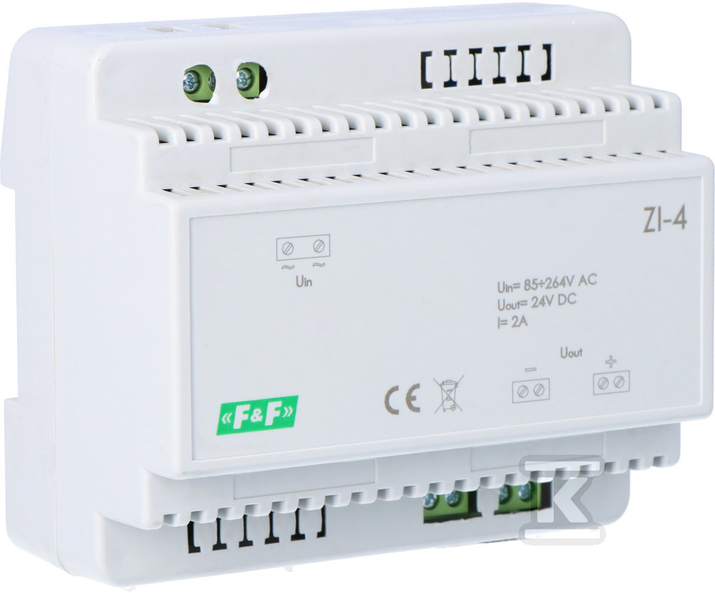 Zasilacz impulsowy ZI-4, napięcie wejściowe 85-264V AC, napięcie wyjściowe 5, 12, 15, 18, 24, 48 V DC, P=50W, 6 modułów - obrazek 2