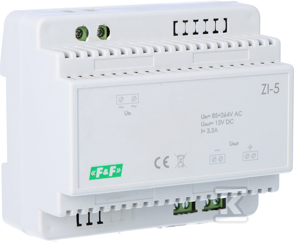 Zasilacz impulsowy ZI-5, napięcie wejściowe 85-264V AC, napięcie wyjściowe 5, 12, 15, 18, 24, 48 V DC, P=50W, 6 modułów - obrazek 2