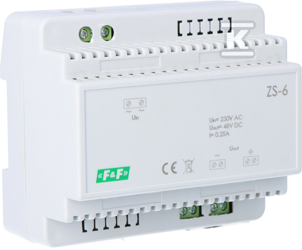 Zasilacz transformatorowy ZS-5, napięcie wejściowe 230V AC, napięcie wyjściowe 5, 12, 15, 18, 24, 48 V DC, P=12W, 6 modułów ZS-6 - obrazek 2