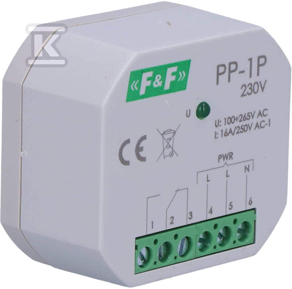 Przekaźnik elektromagnetyczny, 1P 16A, montaż podtynkowy,U=230V PP-1P PP-1P-230V - obrazek 2