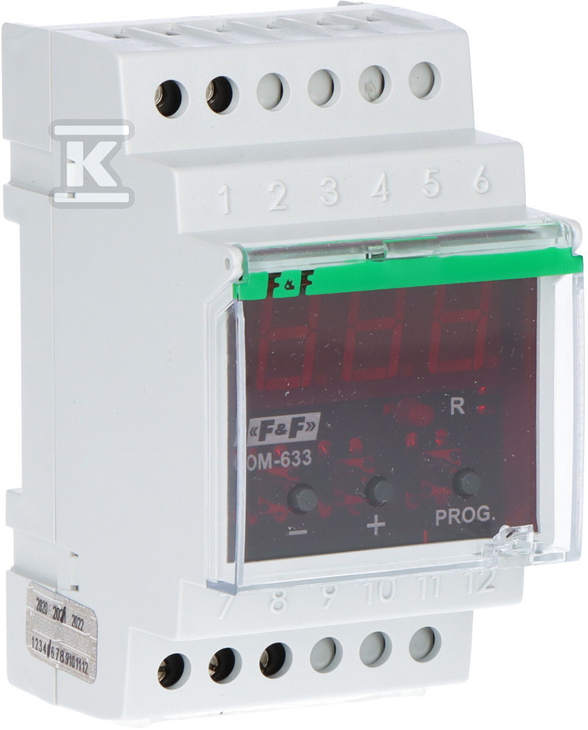 Ogranicznik z funkcją przekaźnika napięciowego, LCD, pomiar do 10kW, montaż na szynie DIN, OM-633 - obrazek 2