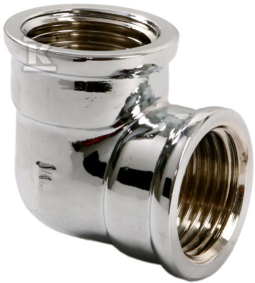 Kolanko mosiężne 3/8″ nakrętno-nakrętne chrom K02C