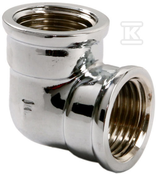 Kolanko mosiężne 1/2″ nakrętno-nakrętne chrom K03C