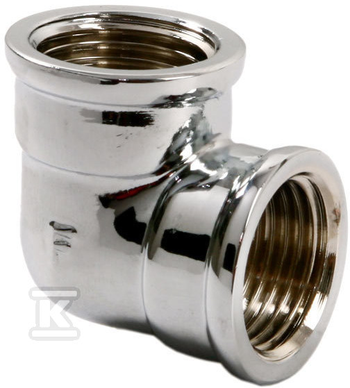 Kolanko mosiężne 3/4″ nakrętno-nakrętne chrom K04C