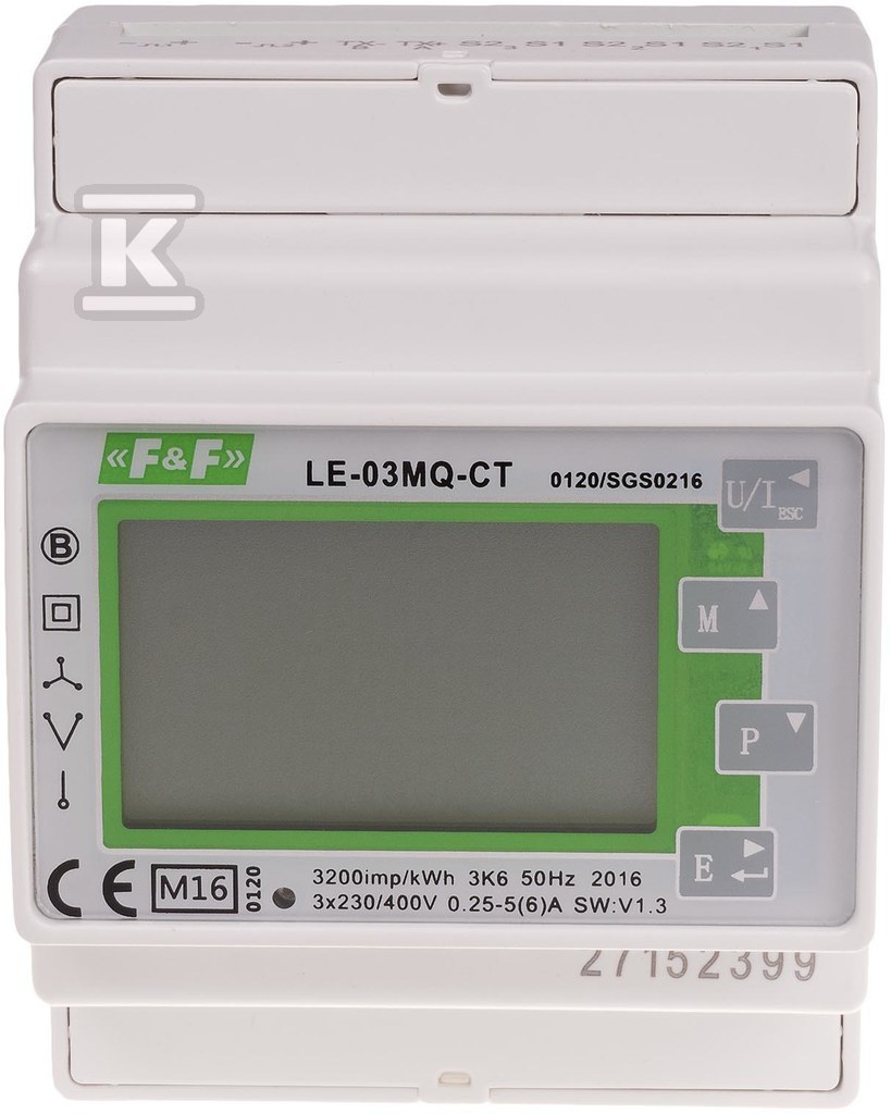 Zestaw do monitoringu energii: licznik energii elektrycznej- trójfazowy LE03MQ-CT, dwukierunkowy + integrator liczników energii WI-MODBUS-D DTB100 - obrazek 2
