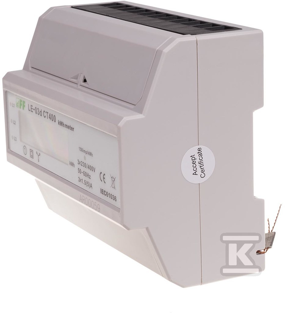 Licznik energii elektrycznej LE-03d CT-400 - trójfaz., wyświetlacz LCD, kl.1, wej. pom. 3x5A [przekładnik 400/5] LE03D-CT400 - obrazek 2