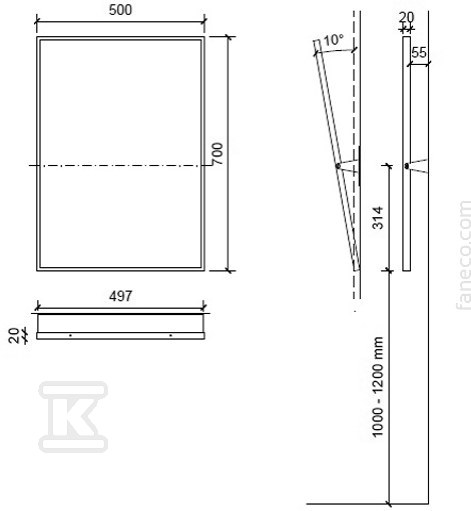 Lustro uchylne dla niepełnosprawnych z uchwytem 700x500mm N08023S - obrazek 3