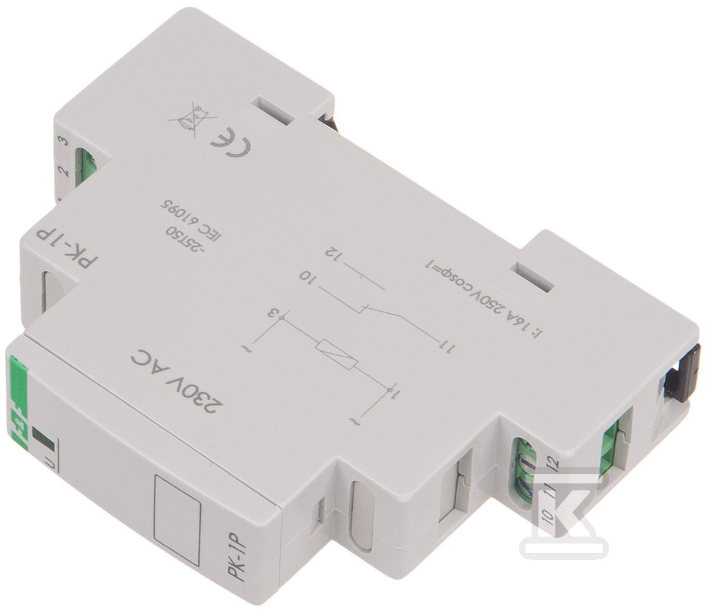 Przekaźnik elektromagnetyczny PK-1P 230V AC, styk: 1P I=16A, 1 moduł PK-1P-230V - obrazek 3