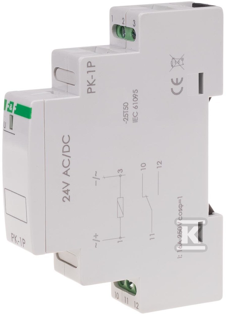 Przekaźnik elektromagnetyczny PK-1P 24V AC/DC, styk: 1P I=16A, 1 moduł PK-1P-24V - obrazek 3