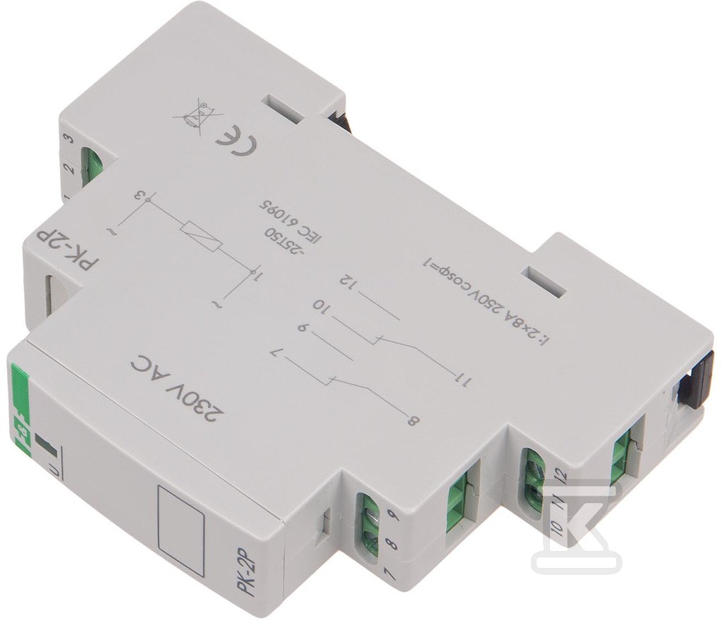 Przekaźnik elektromagnetyczny PK-2P 230V AC, styk: 2P I=2x8A, 1 moduł PK-2P-230V - obrazek 3