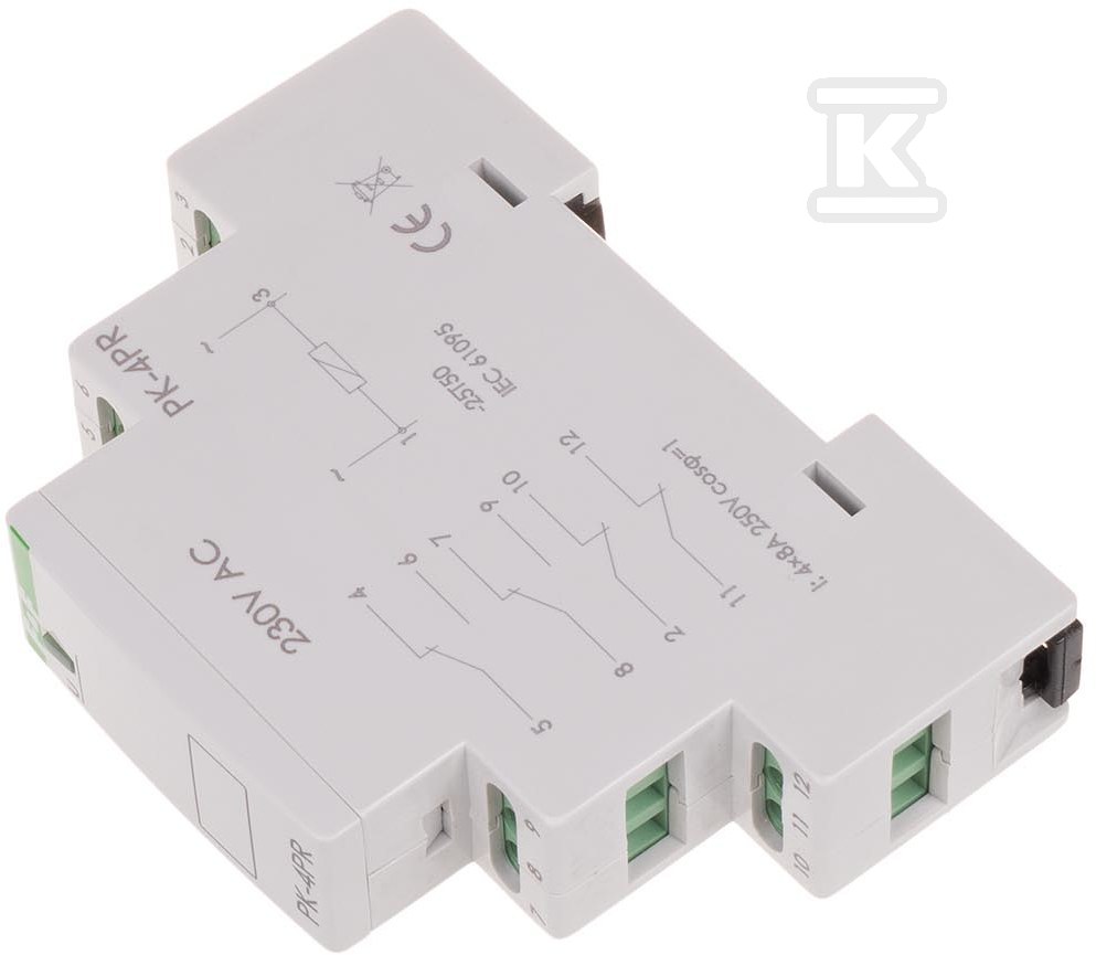 Przekaźnik elektromagnetyczny PK-4PR 230V 230V AC styk: 2P I=2x8A 2R I=2x8A 1 moduł PK-4PR-230V - obrazek 3