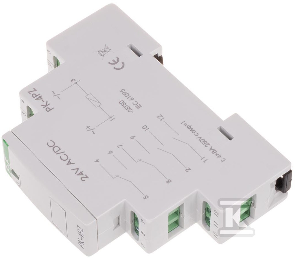 Przekaźnik elektromagnetyczny PK-4PZ 24V AC/DC, styk: 2P I=2x8A, 2Z I=2x8A, 1 moduł PK-4PZ-24V - obrazek 3
