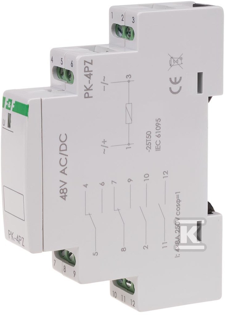 Przekaźnik elektromagnetyczny PK-4PZ 48V 48V AC/DC styk: 2P I=2x8A 2Z I=2x8A 1 moduł PK-4PZ-48V - obrazek 3