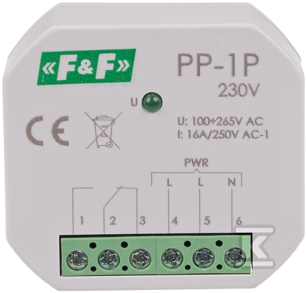 Przekaźnik elektromagnetyczny, 1P 16A, montaż podtynkowy,U=230V PP-1P PP-1P-230V - obrazek 1