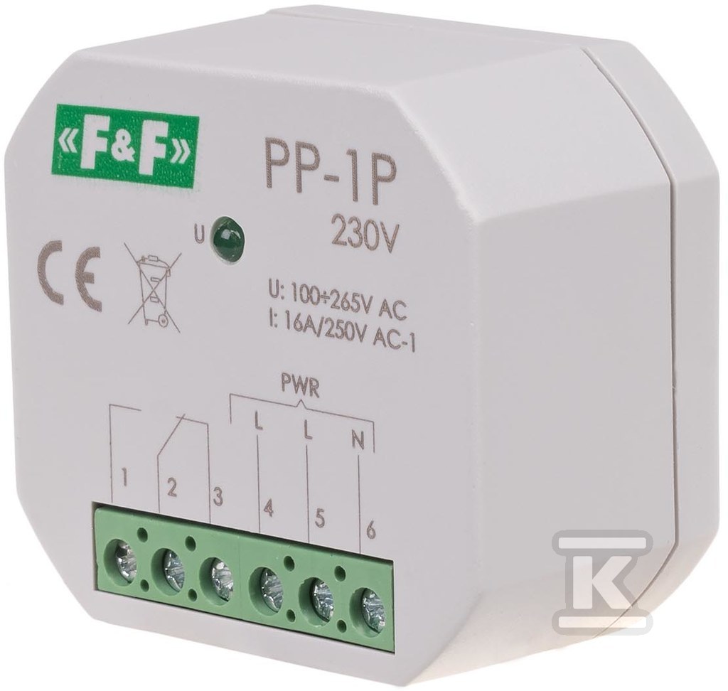 Przekaźnik elektromagnetyczny, 1P 16A, montaż podtynkowy,U=230V PP-1P PP-1P-230V - obrazek 3