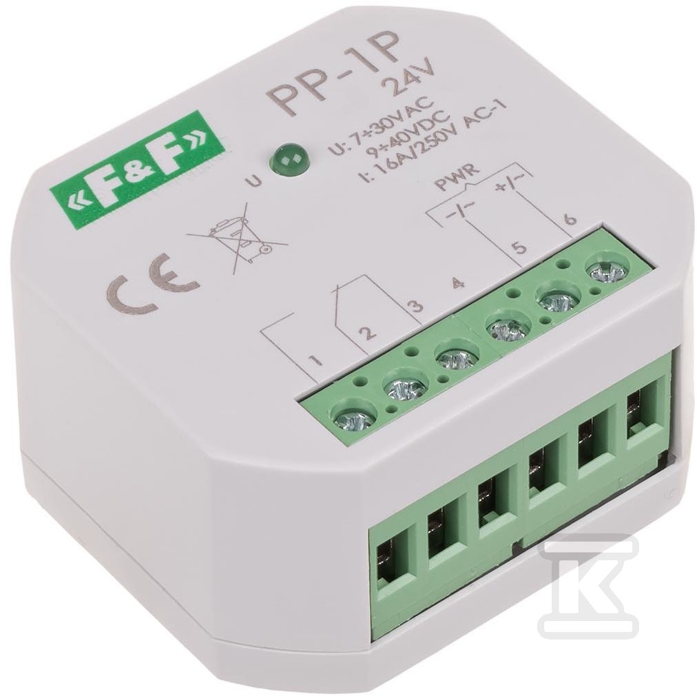 Przekaźnik elektromagnetyczny, 1P 16A, montaż podtynkowy,U=7÷30VAC / 9÷40VDC, PP-1P 24V PP-1P-24V - obrazek 3