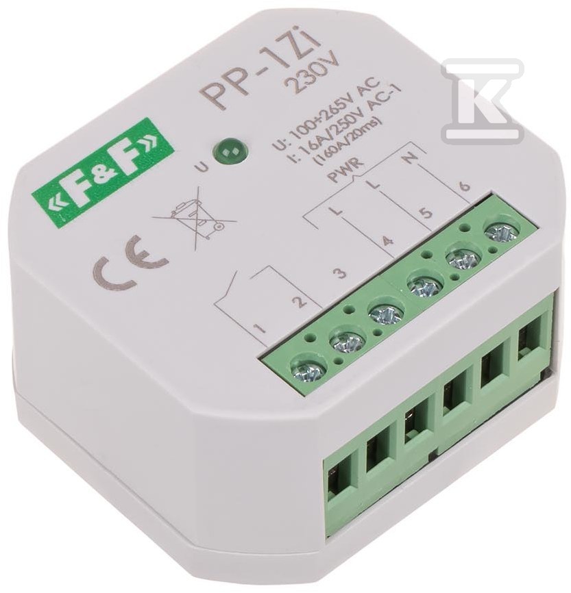 Przekaźnik elektromagnetyczny, 1Z 16A, montaż podtynkowy, U=100-265V AC, styk: 1Z 16A (160A/20ms) PP-1Zi PP-1ZI-230V - obrazek 3