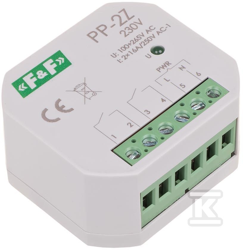 Przekaźnik elektromagnetyczny, 2Z 16A, montaż podtynkowy, w obudowie PDT,U=100-265V AC, styk: 2Z 16A, PP-2Z 230V PP-2Z-230V - obrazek 3