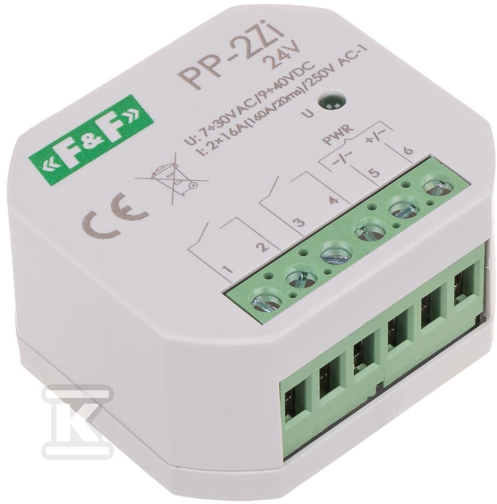 Przekaźnik elektromagnetyczny, 2Z 16A, montowany podtynkowo PP-2Z-LED-24V - obrazek 3