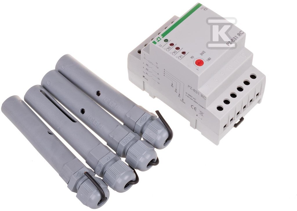 Przekaźnik kontroli poziomu cieczy PZ-831 RC trzy niezależne poziomy kontroli montaż na szynie TH-35 PZ-831RC - obrazek 3