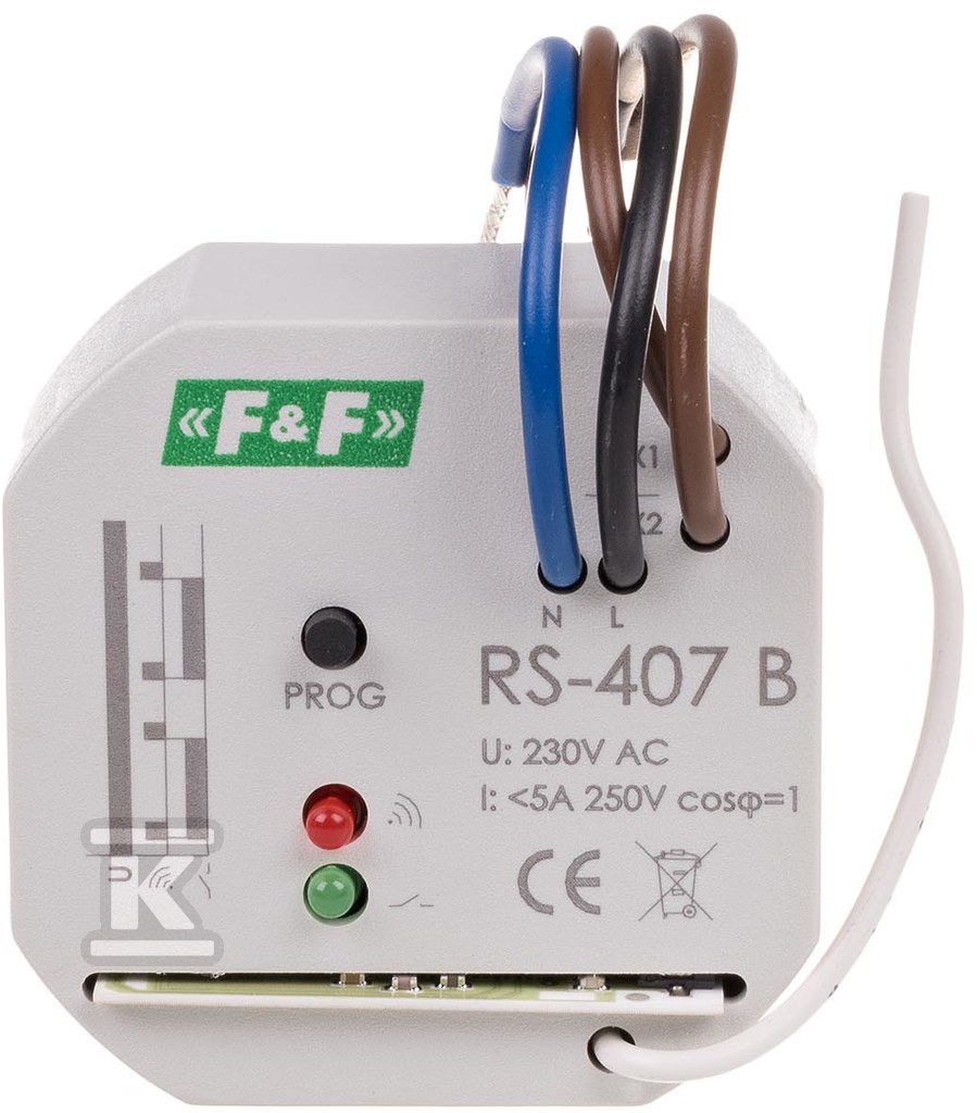 Przekaźnik sterowania radiowego RS-407 B odbiornik bistabilny, 230V 5A,, montaż w puszce fi 60 RS-407B - obrazek 1