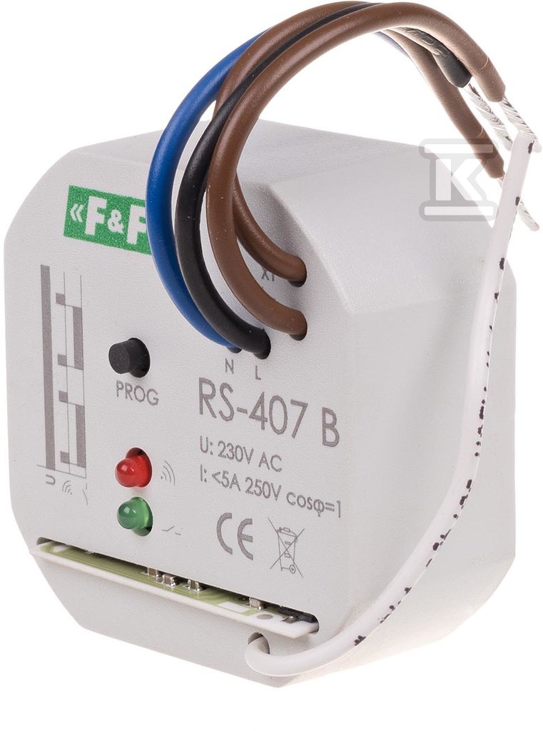 Przekaźnik sterowania radiowego RS-407 B odbiornik bistabilny, 230V 5A,, montaż w puszce fi 60 RS-407B - obrazek 2